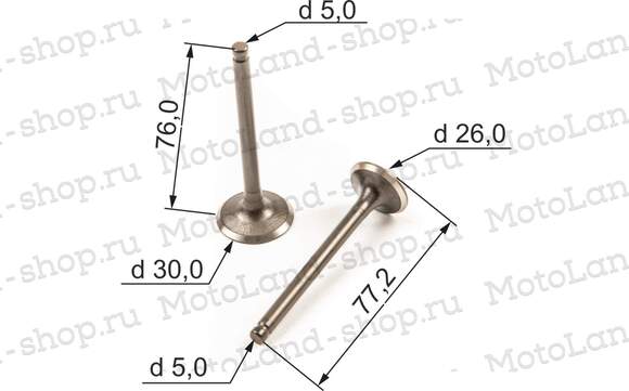 Клапаны (компл.=2шт) 190см3 162YMJ ZS190 (W190) X-TECH pitbikemarket.ru