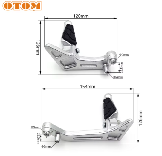 Подножки пассажира (k8-frame) OTOM (черные) pitbikemarket.ru